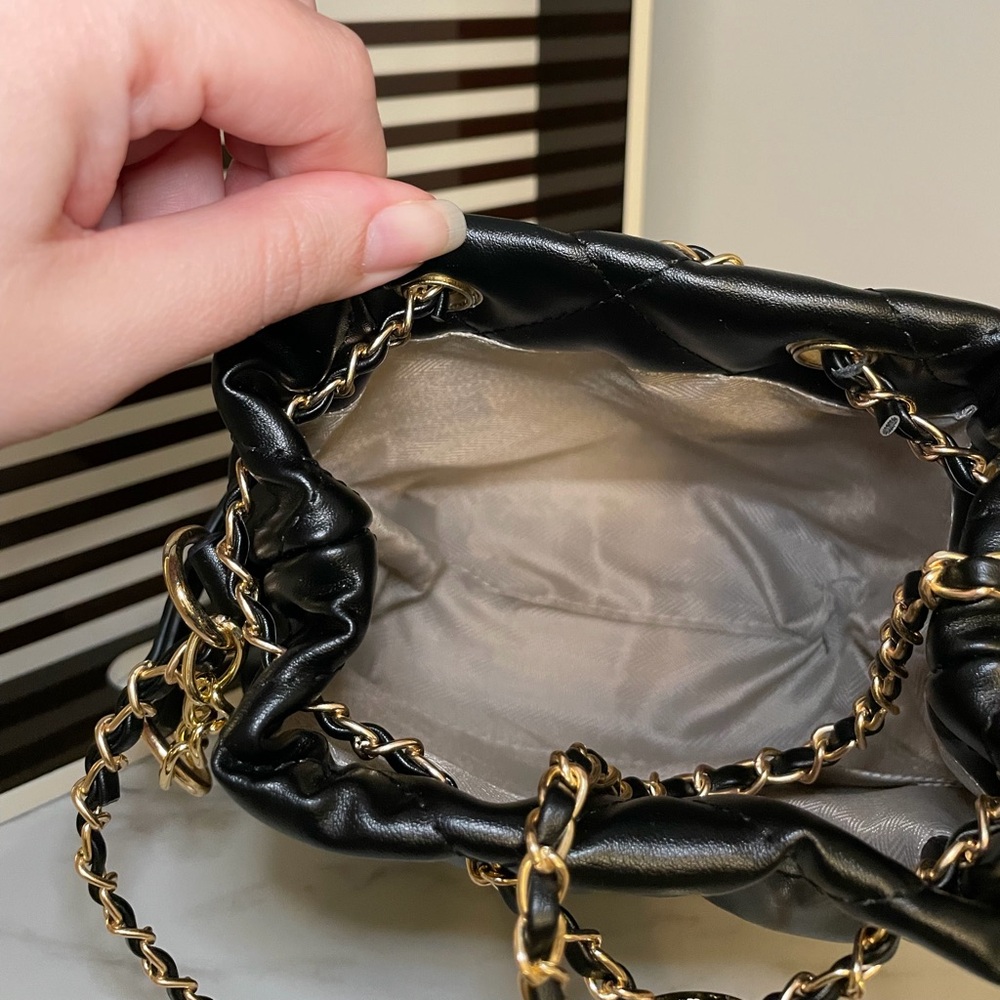Black Quilted Bucket Crossbody Bag - Picture 6 of 9